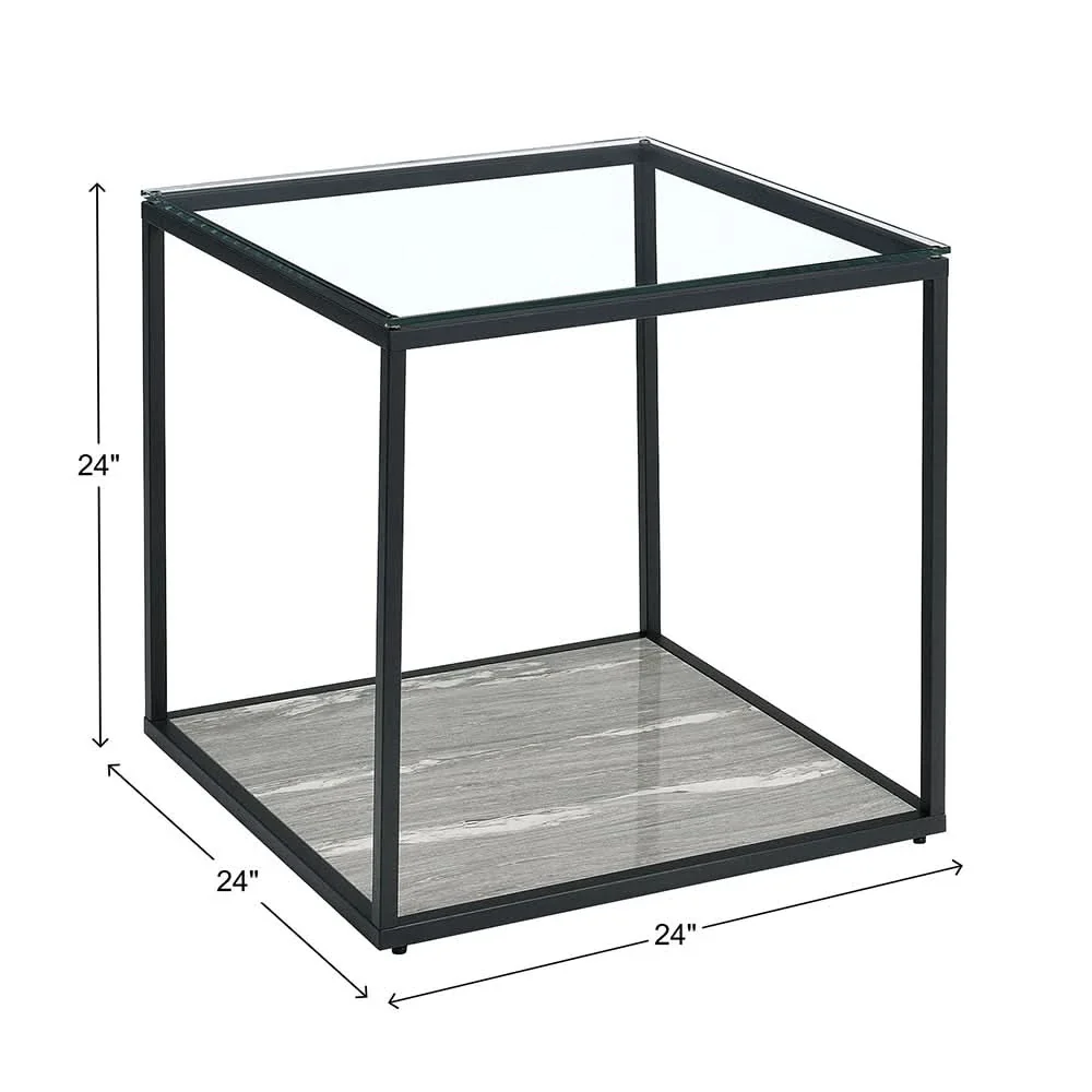 Yasmin Grey Contemporary 3PC Cocktail Table Set with Glass Top and Shelf - Image 8