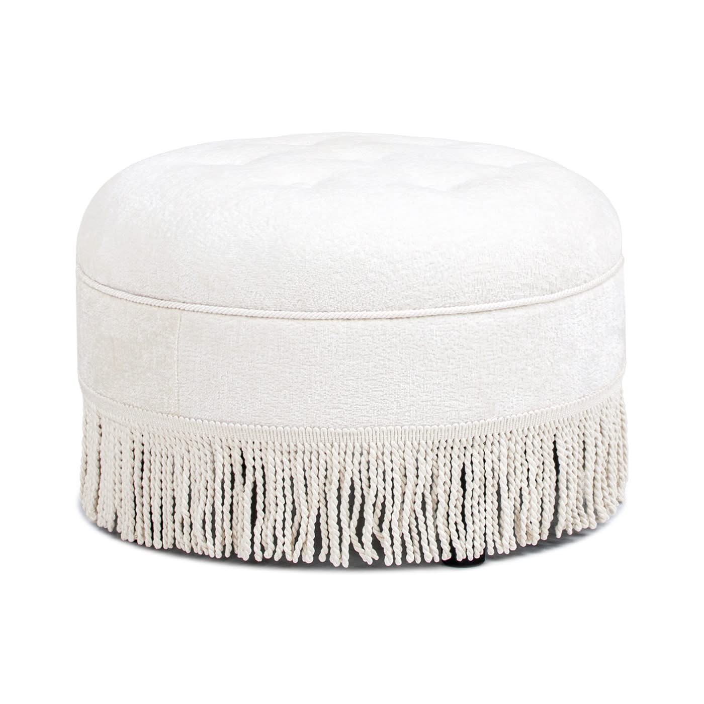 Yolanda - Round Upholstered Accent Ottoman - Almond White - Image 4