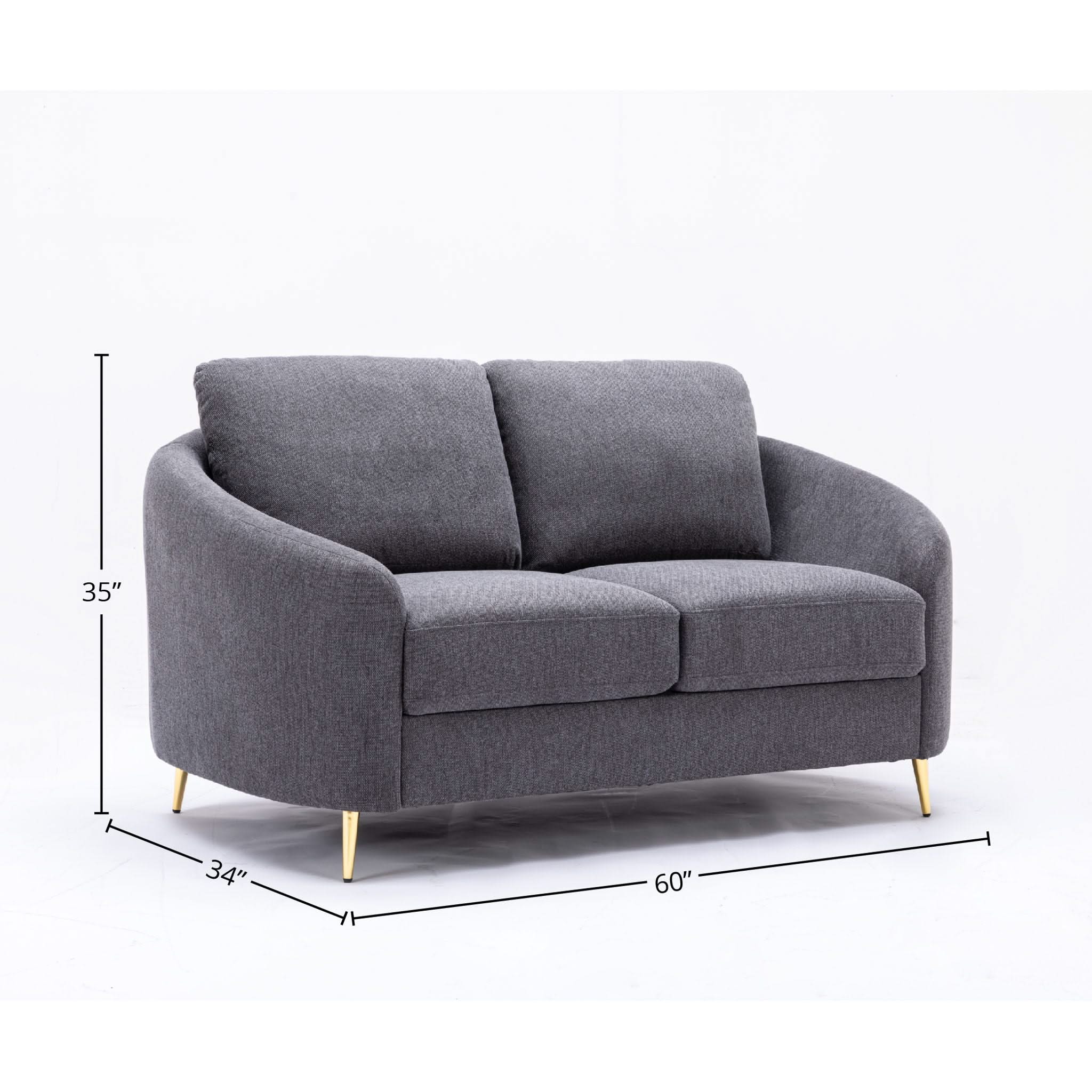 Yuina - Linen Loveseat - Gray - Image 4