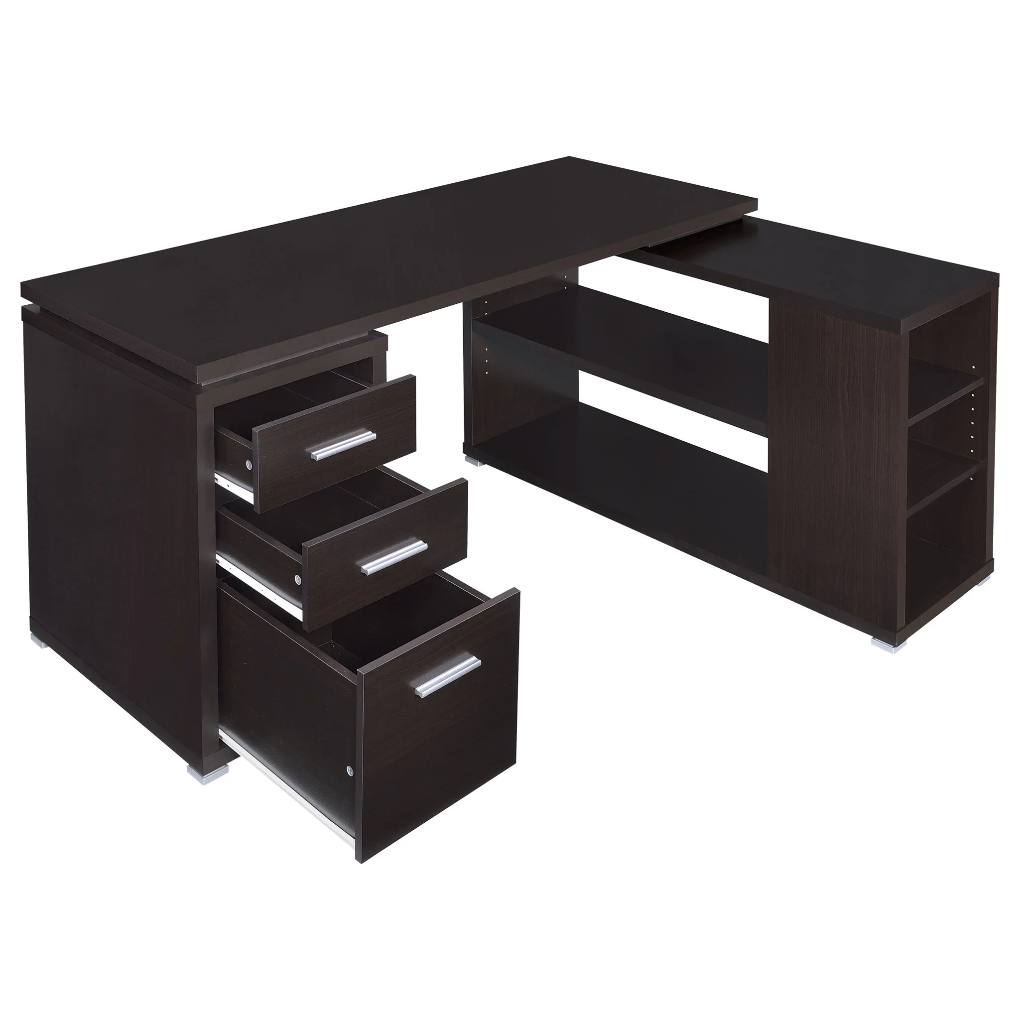 Yvette 60-inch 3-drawer L-Shape Computer Desk Cappuccino - Image 2