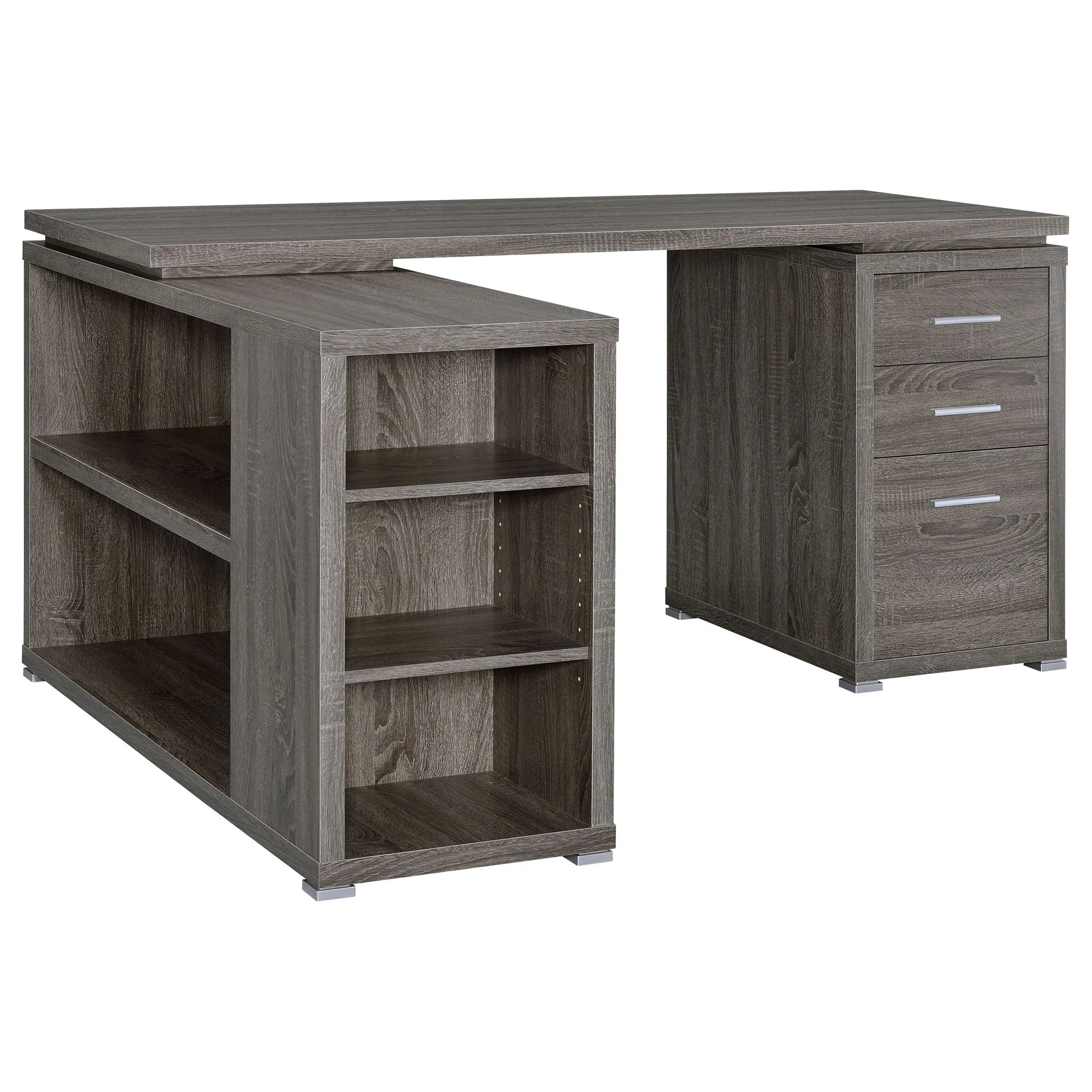 Yvette 60-inch 3-drawer L-Shape Computer Desk Weathered Grey - Image 4