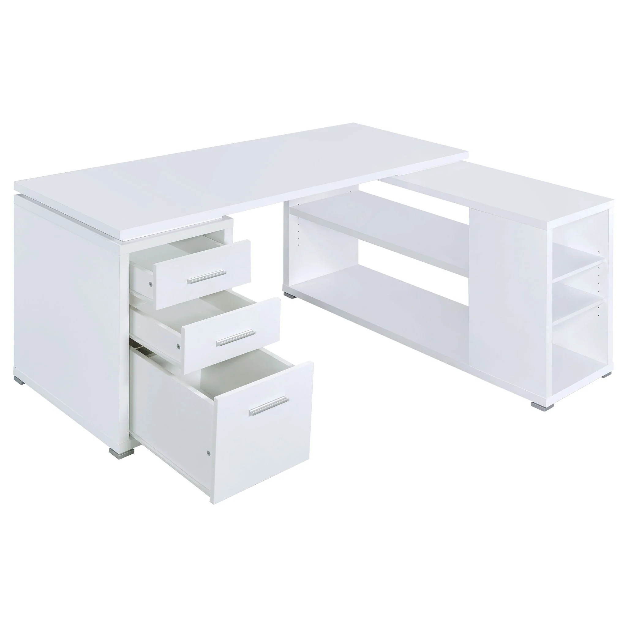 Yvette 60-inch 3-drawer L-Shape Computer Desk White - Image 2