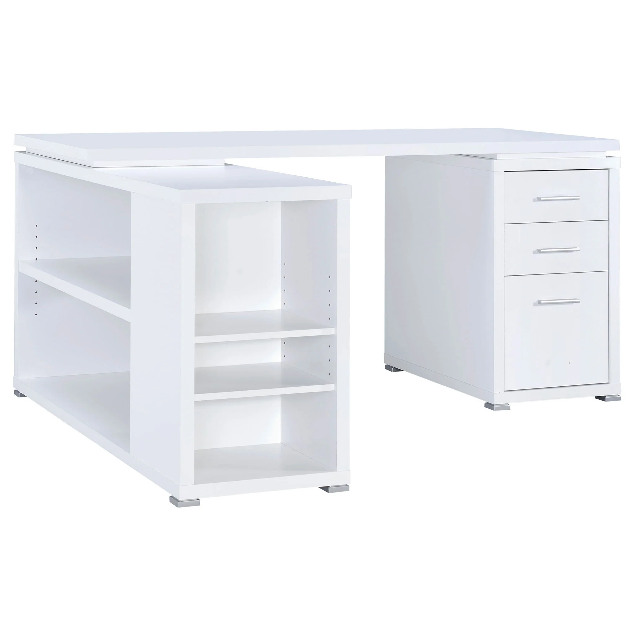 Yvette 60-inch 3-drawer L-Shape Computer Desk White - Image 4