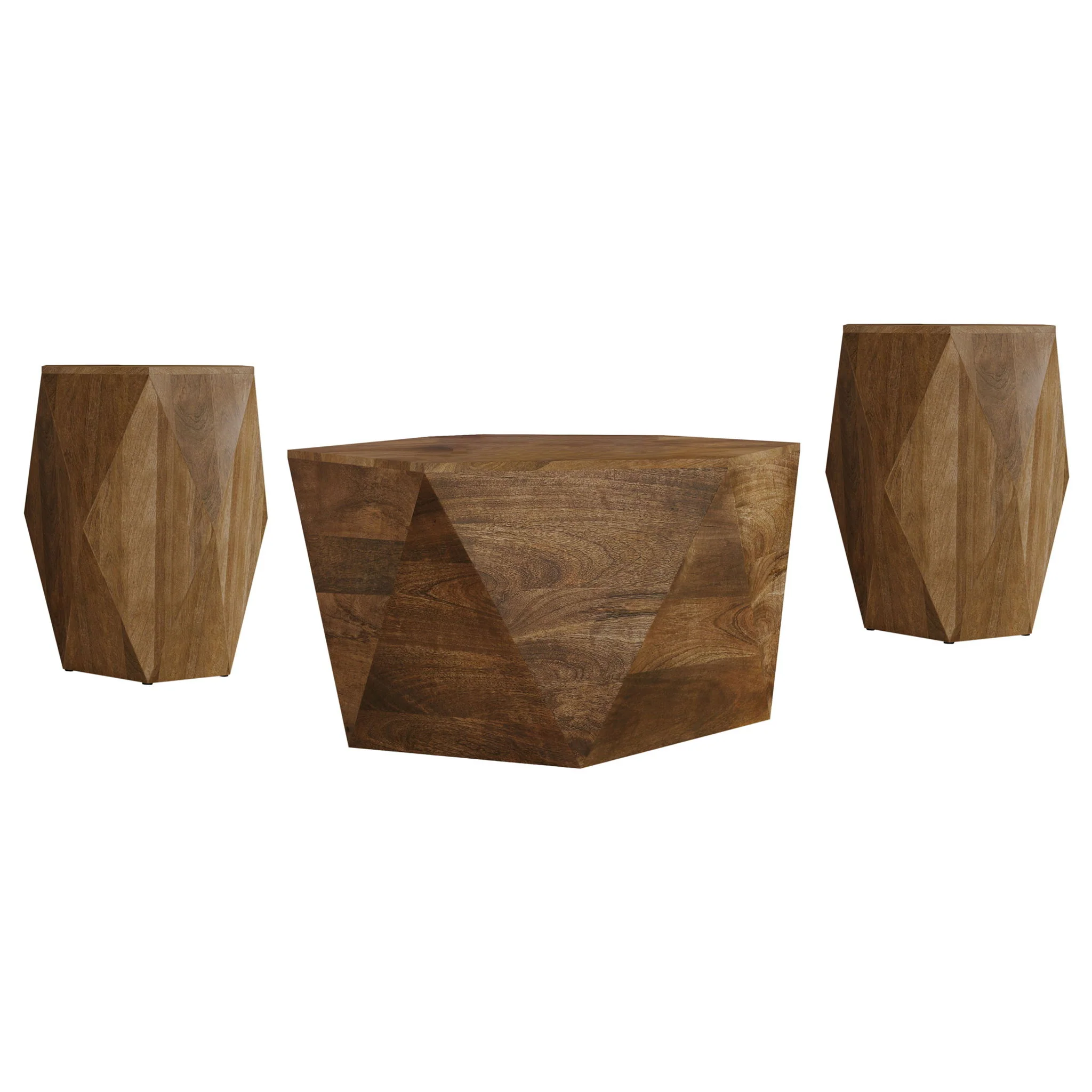 Zalika 3-piece Solid Wood Coffee and End Table Set Natural - Image 3