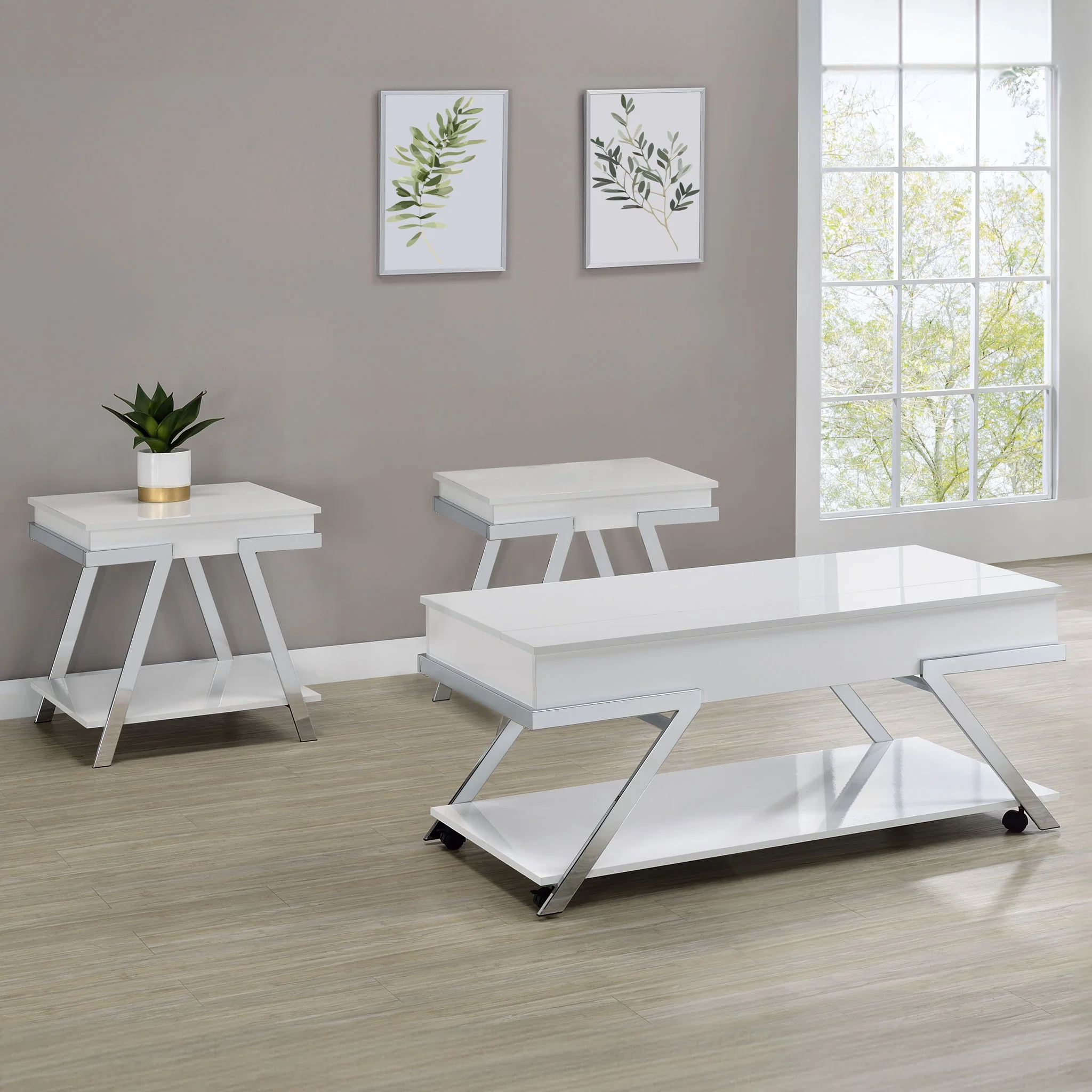 Zena - 3 Piece Occasional Set - White - Image 2