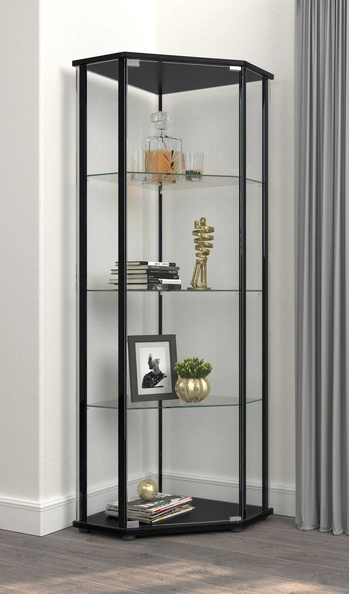 Zenobia 4-shelf Curio Cabinet Display Case Black - Image 2