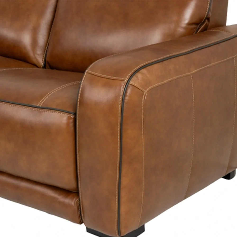 Moto Motion Zeppelin Honey Leather 7 Piece Power Reclining Sectional with Immersive Sound and Triple Power Motion - Image 9