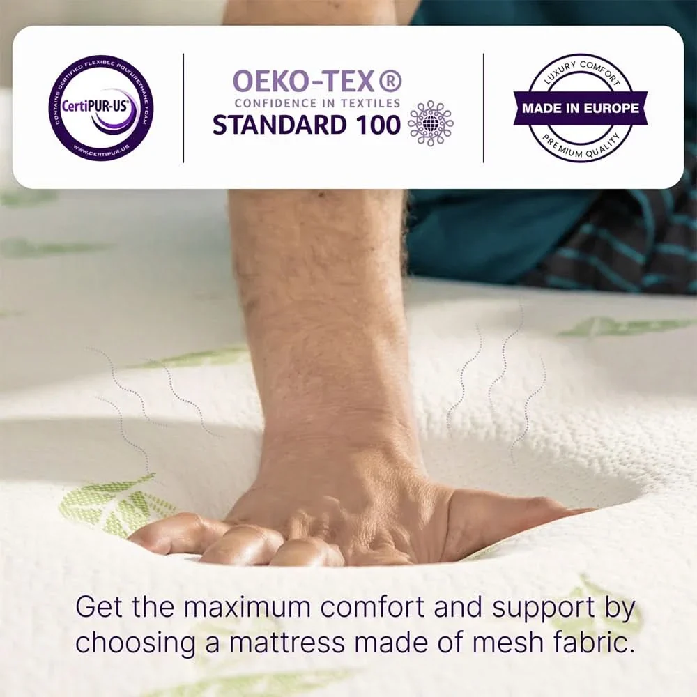 ZZZOOM Green Tea Memory Foam Mattress Medium Feel with Cooling Comfort & Pressure Relief - Image 7